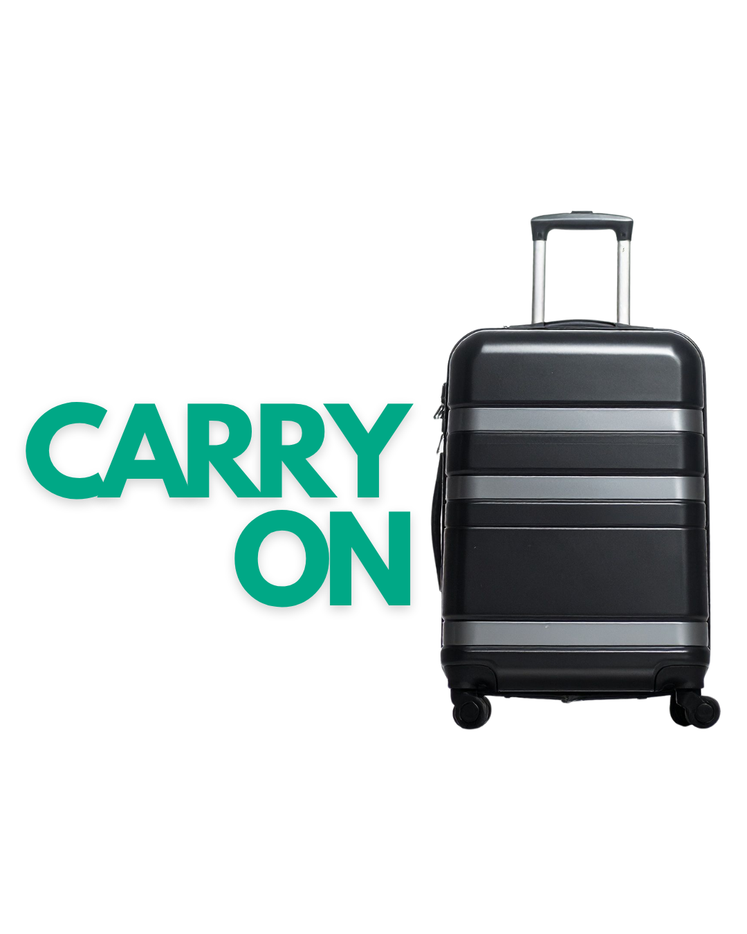 photo 1 and caption: photo of small black luggage and title "Carry On"