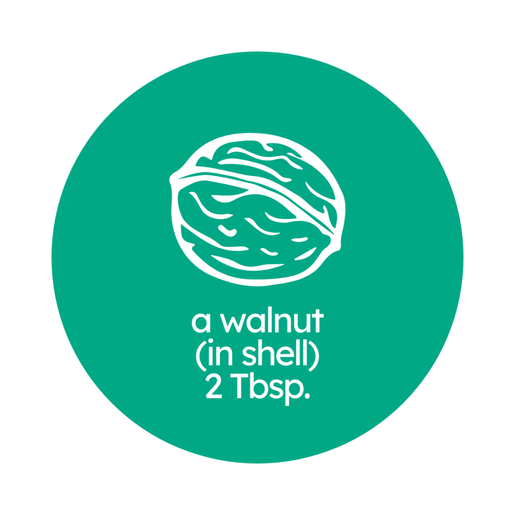 b 
tip
1 tsp.
4 dice
1 oz.
a walnut
(in shell)
2 Tbsp.